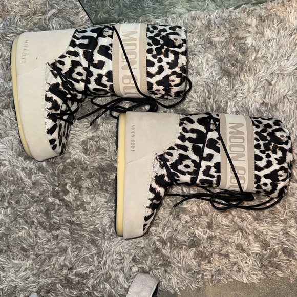 MOON BOOTS . Leopard ! Rare Women's Leopard Print Boots - Picture 3 of 4